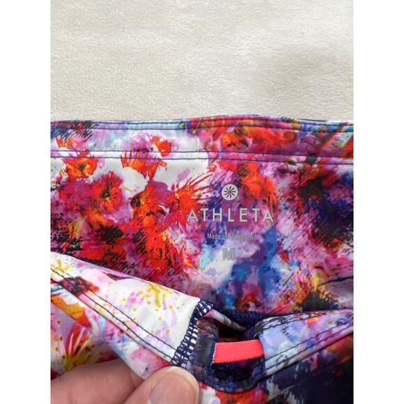 Athleta Hypersonic Sonar Tights Leggings Pink Floral Watercolor Print Running - Picture 6 of 10
